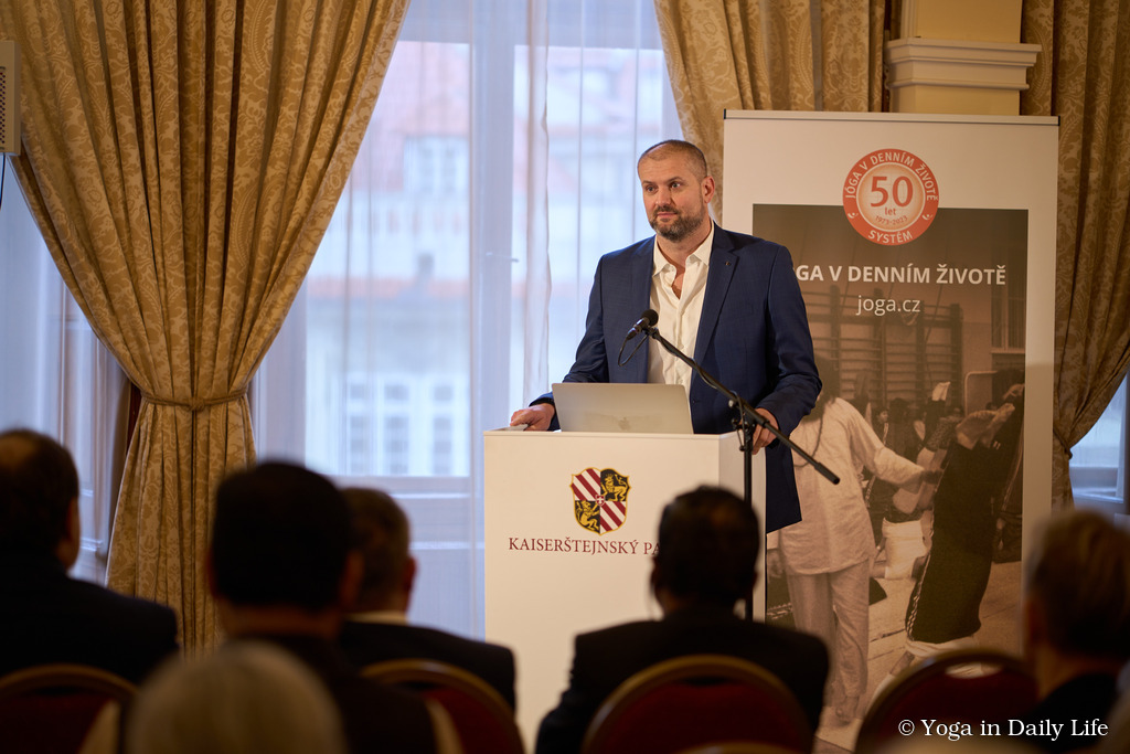 Miroslav Petr, Dean of Faculty of Physical Education and Sport at Charles University speaks at the celebration opening